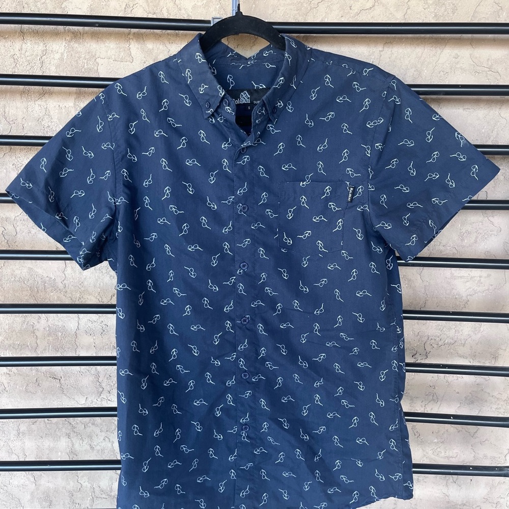 Navy Blue Casual Button Down Shirt